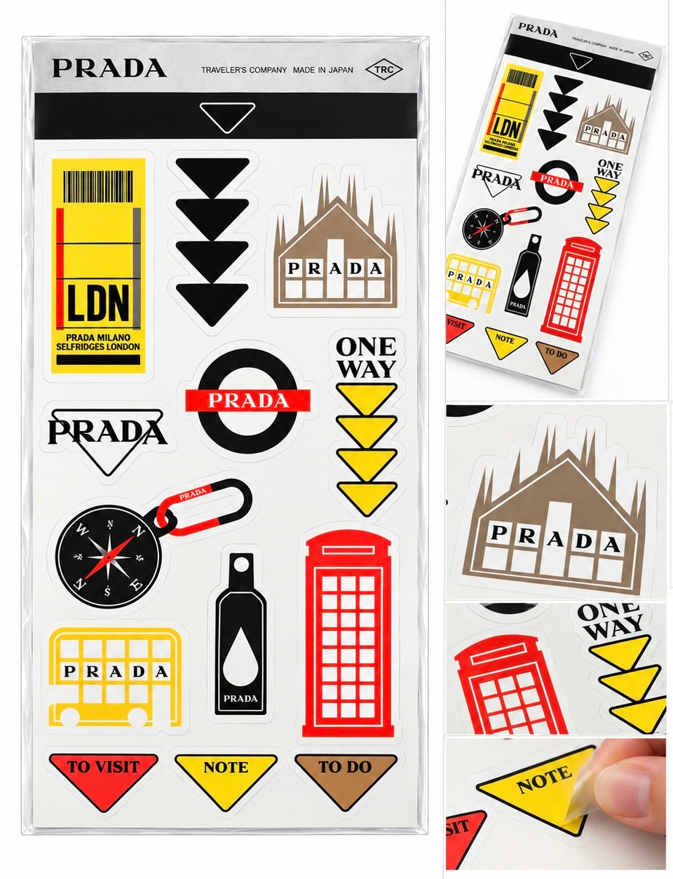 PRADA Stickers, Oggetti da Scrivania, set d'autocollants pour accessoires de bureau