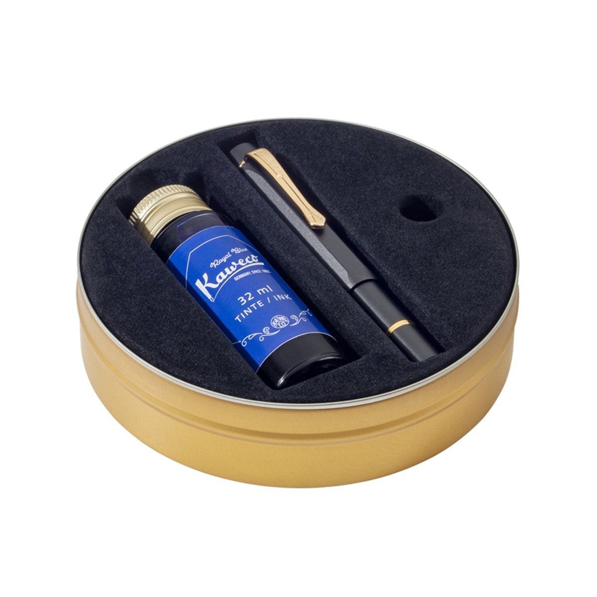 Kaweco, Füller+Tintenglas, Al Sport Starter Set, Mit transparentem Tintenfenster, Schwarz