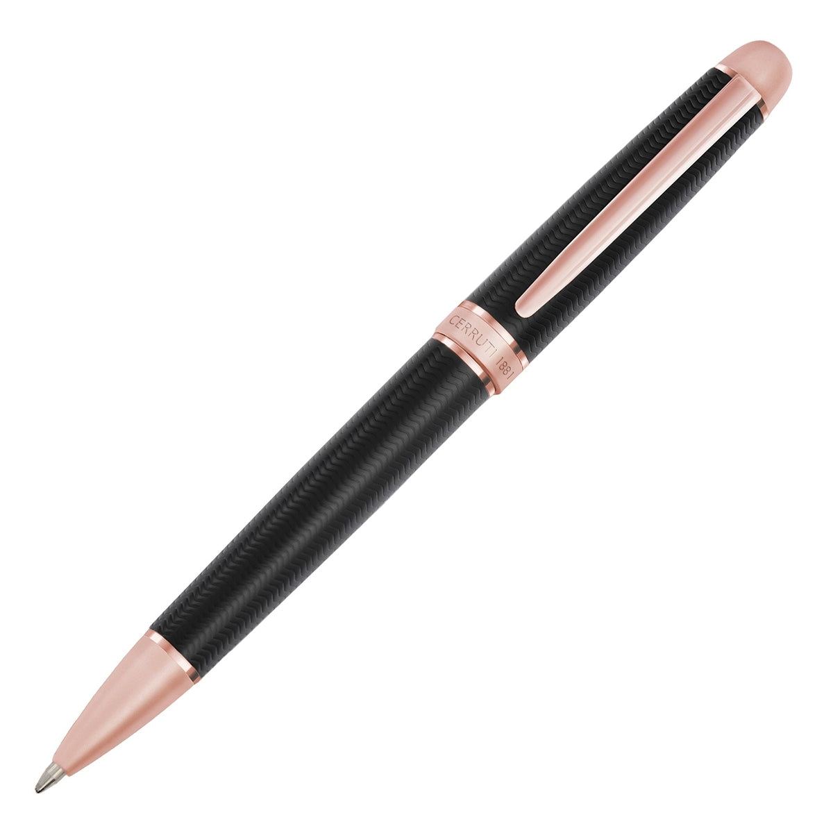 Stylo bille Cerruti 1881 Holborn noir et or rose