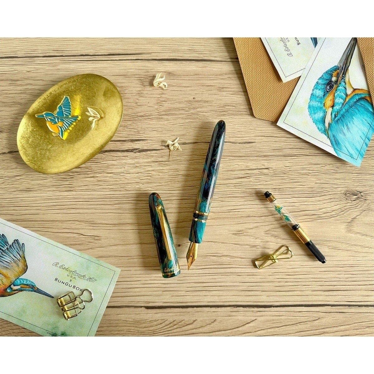 Stylo-plume Esterbrook Estie x BUNGOBOX, or, The Kingfisher, bleu