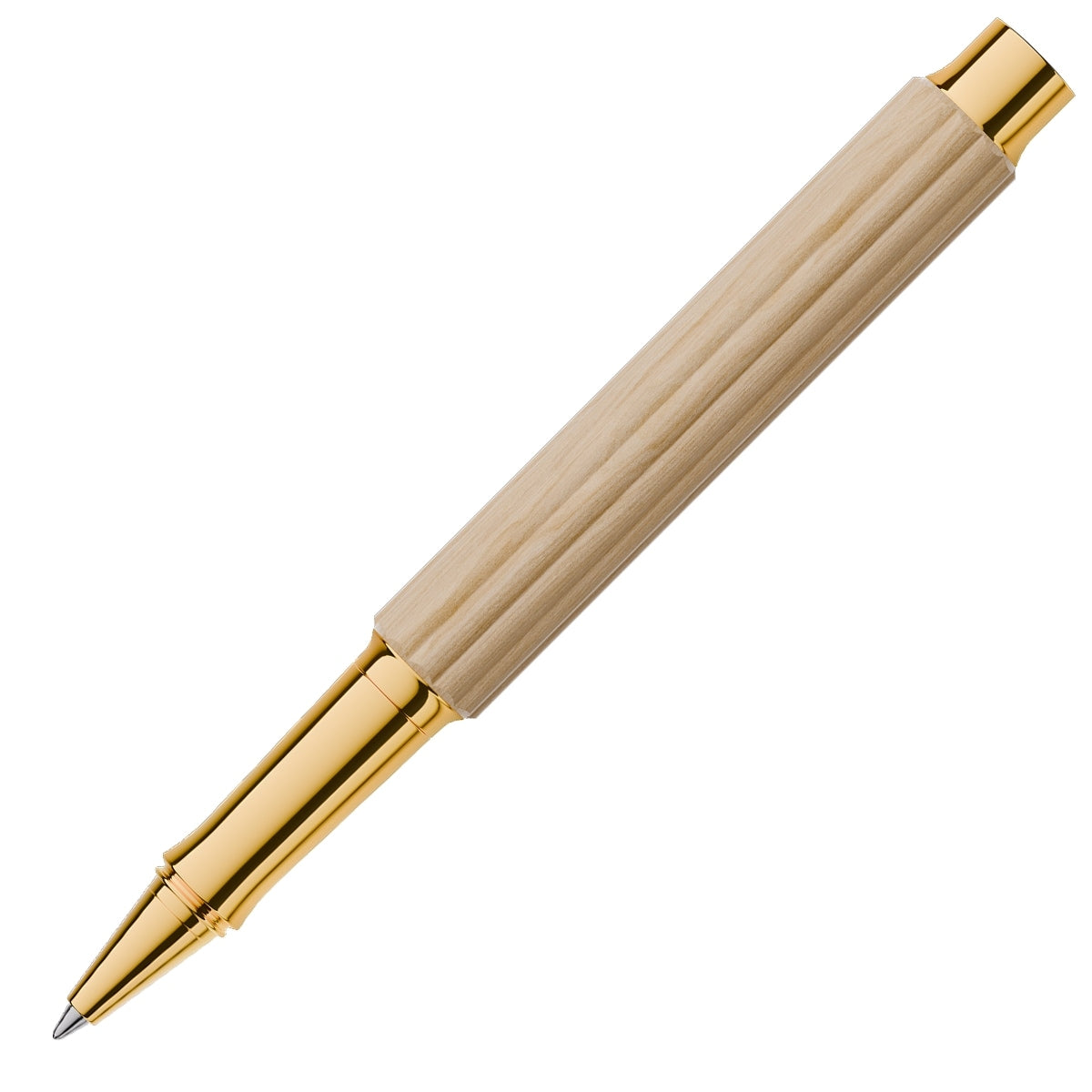 Penna roller Graf von Faber-Castell Bloom, legno di carpino, placcata oro, inchiostro, crema