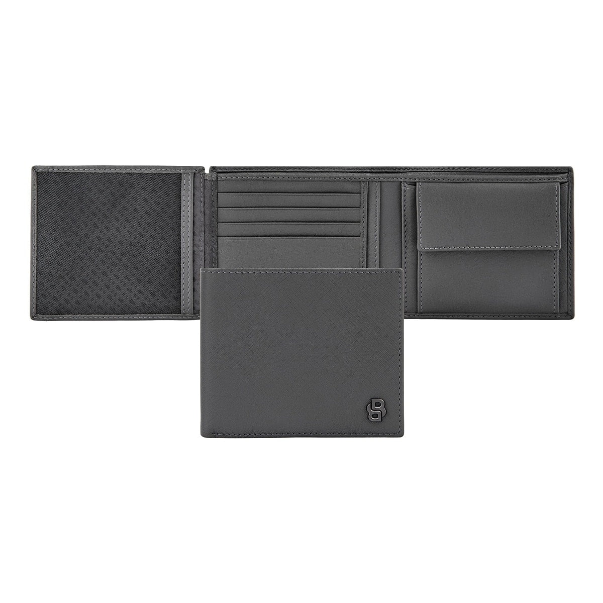 HUGO BOSS Brieftasche Double B Saffiano, Klappe, gunmetal