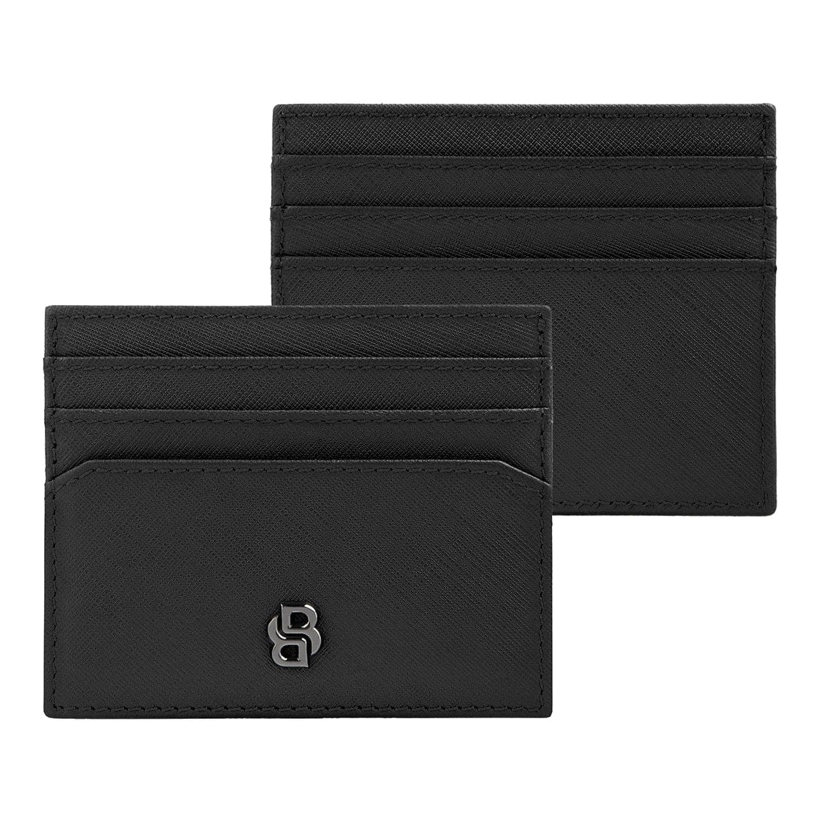 HUGO BOSS Kartenhalter Double B Saffiano, gunmetal