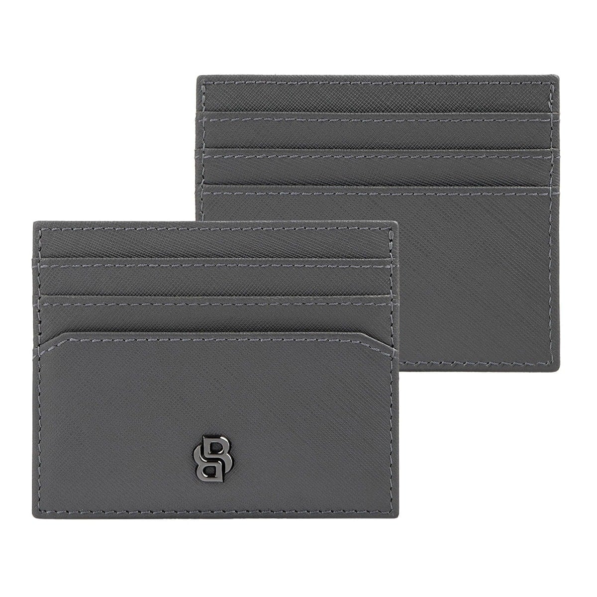 HUGO BOSS Kartenhalter Double B Saffiano, gunmetal
