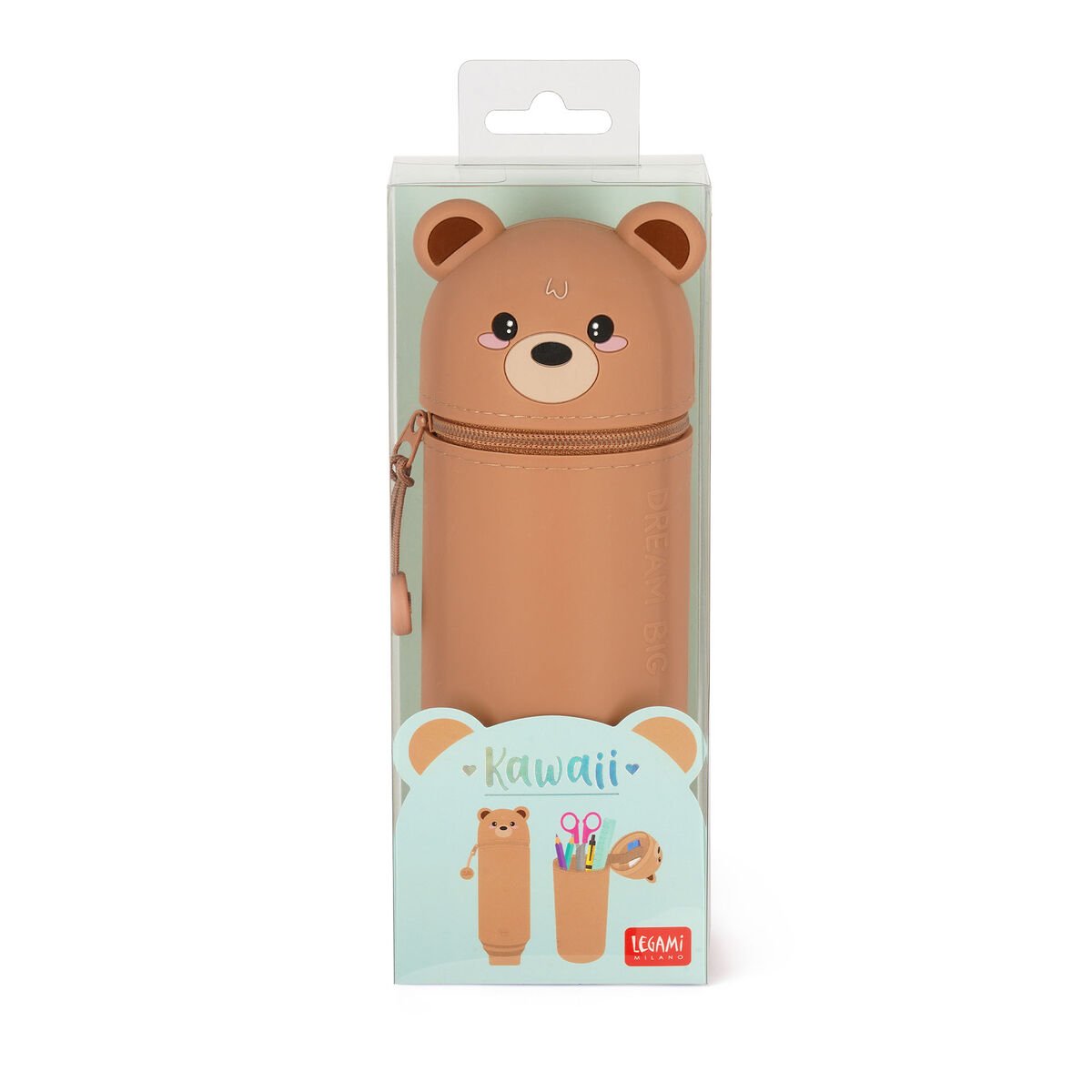 2-in-1-Federmäppchen aus Silikon Teddy Bear „Dream Big“
