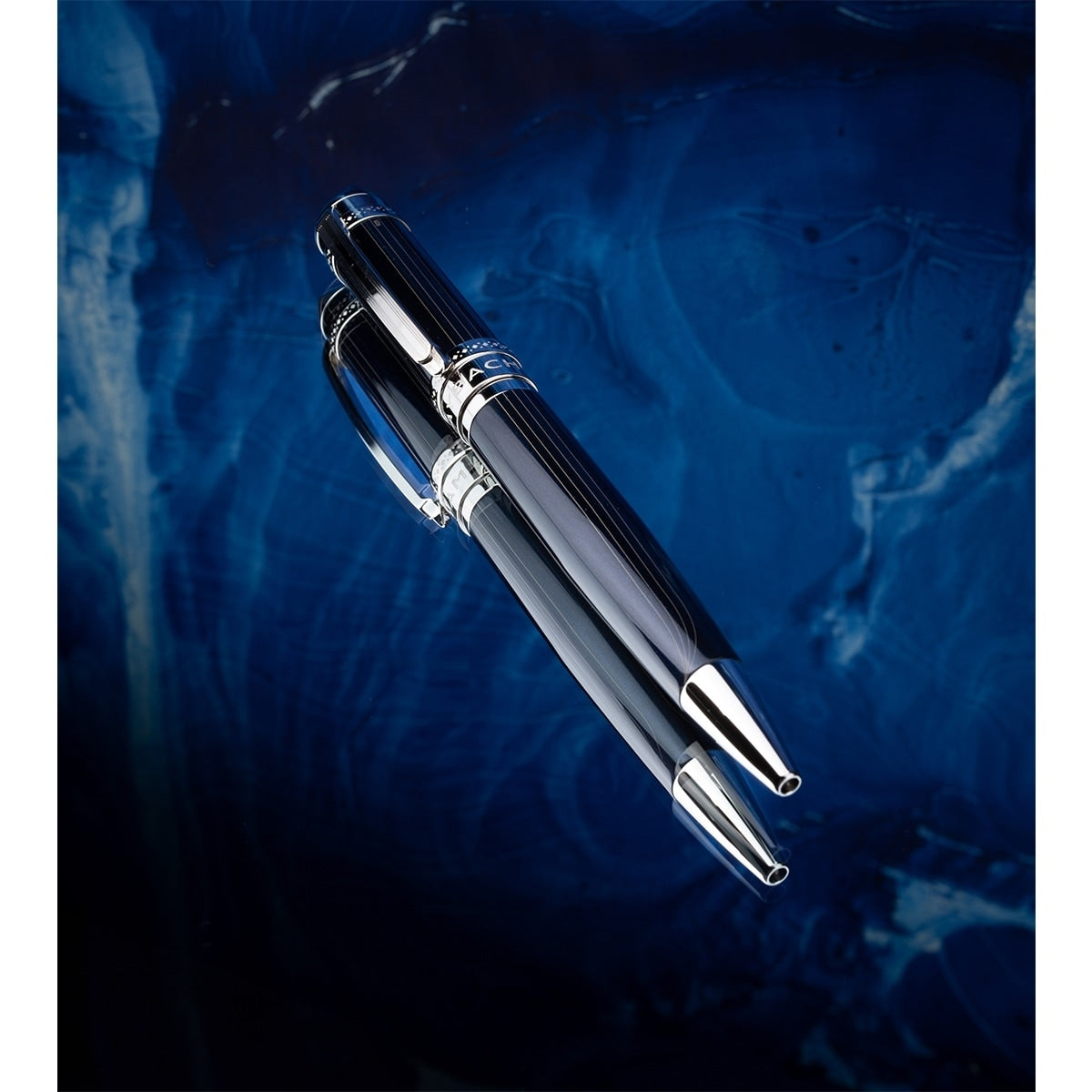 Stylo bille Maybach The Peak I Lustrous - Platinum, laque bleu nautique