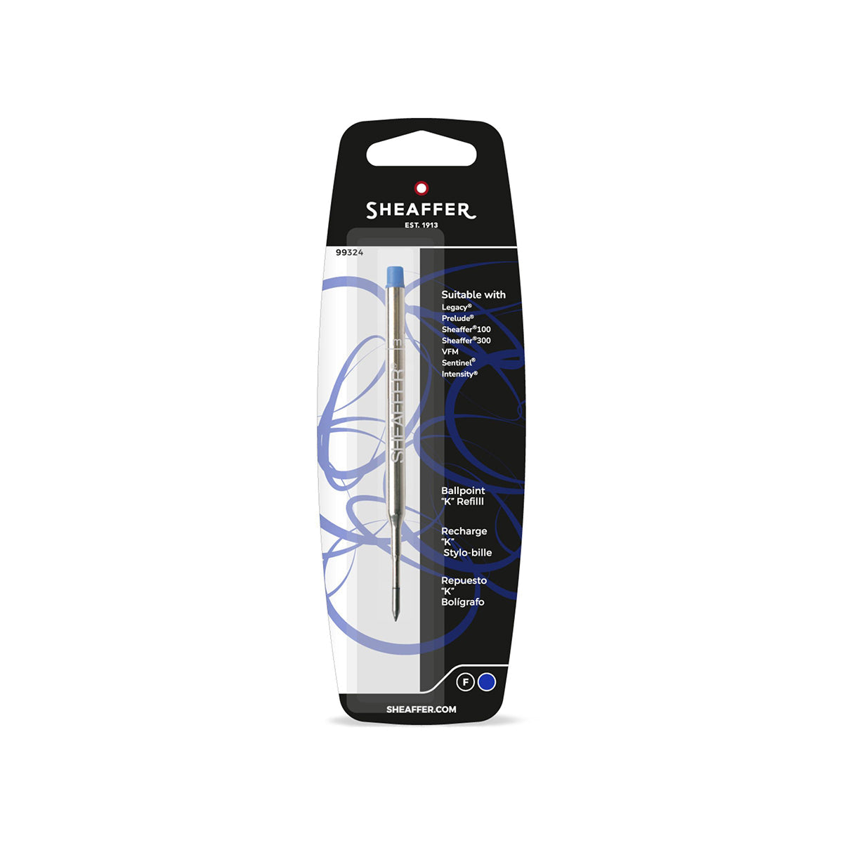 Recharge Sheaffer pour stylo bille fine, bleue