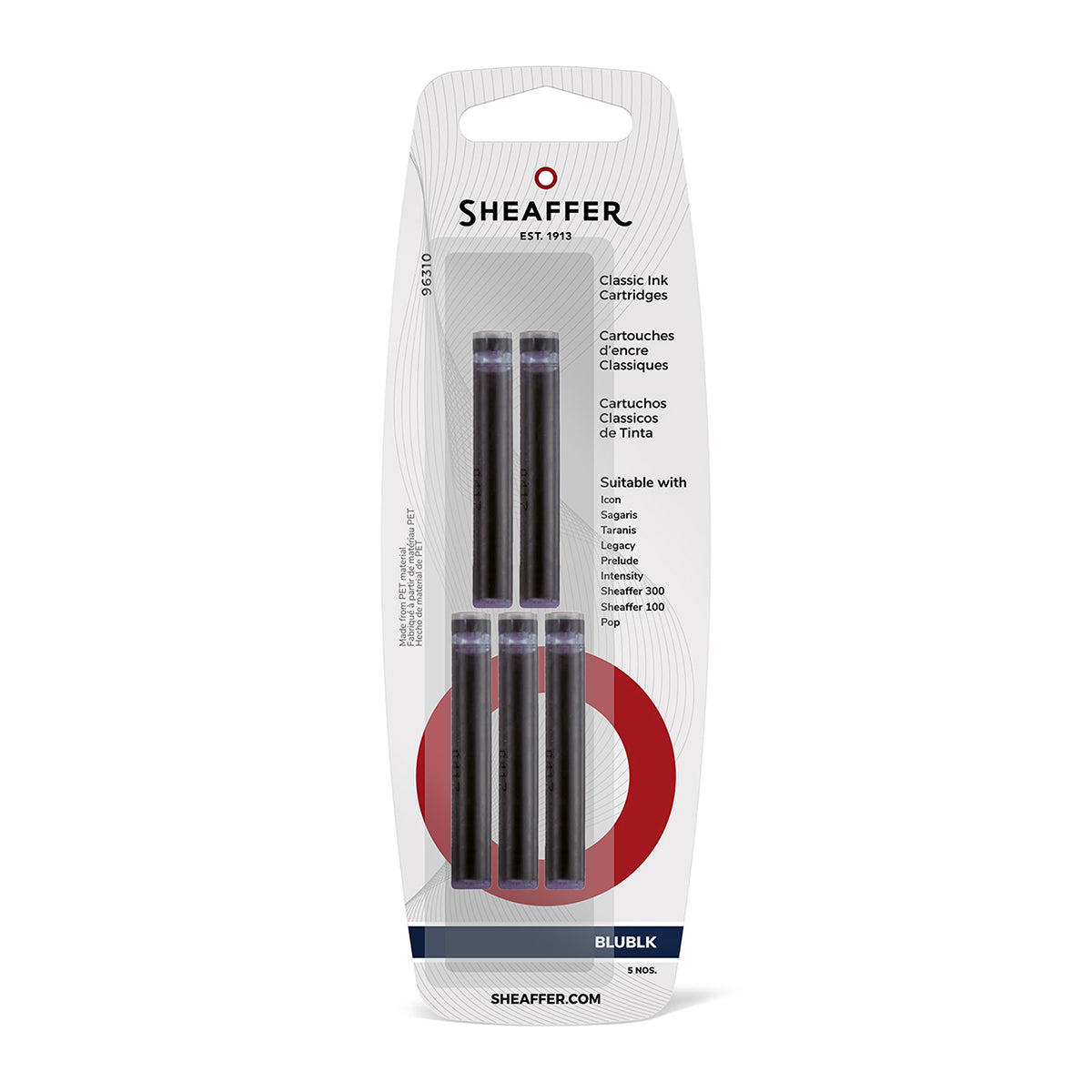 Cartucce d'inchiostro Sheaffer, 5 pz., blu-nero