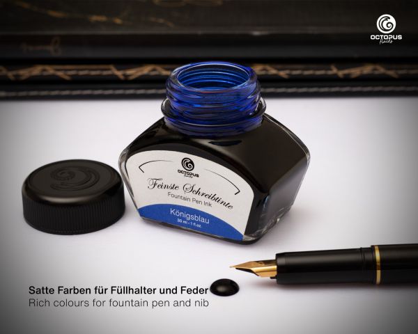 Set di inchiostri per penna stilografica Octopus Fluids Classic blu reale cancellabile con converter