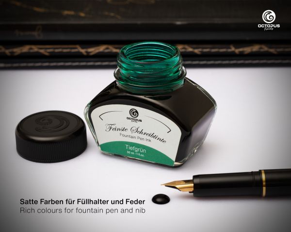 Inchiostro stilografico Octopus Fluids collezione Classic verde profondo con converter