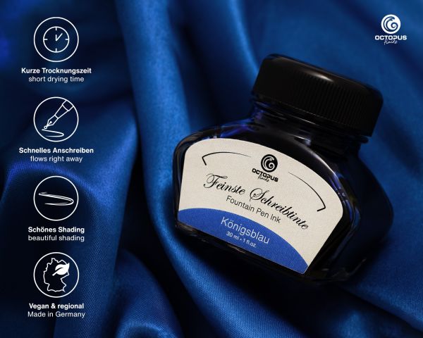 Set di inchiostri per penna stilografica Octopus Fluids Classic blu reale cancellabile con converter