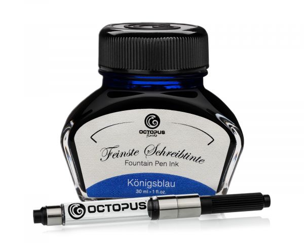 Set di inchiostri per penna stilografica Octopus Fluids Classic blu reale cancellabile con converter