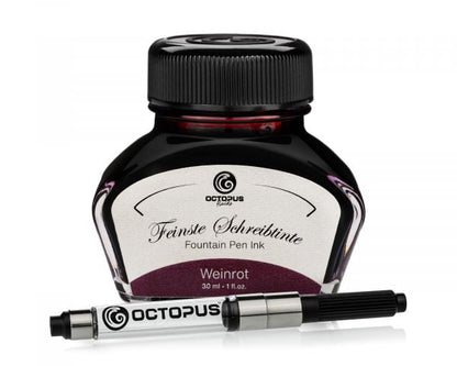 Set di inchiostro per stilografica Octopus Fluids Classic rosso vino con converter