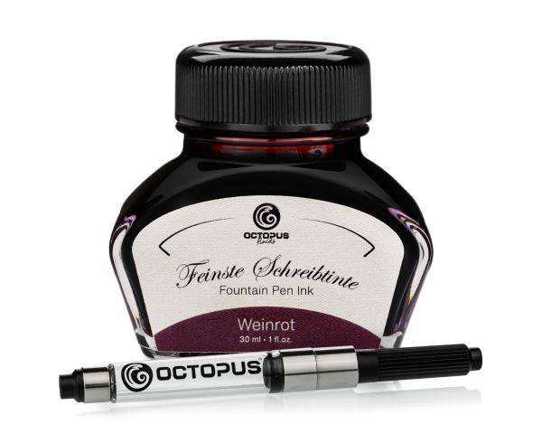 Set di inchiostro per stilografica Octopus Fluids Classic rosso vino con converter