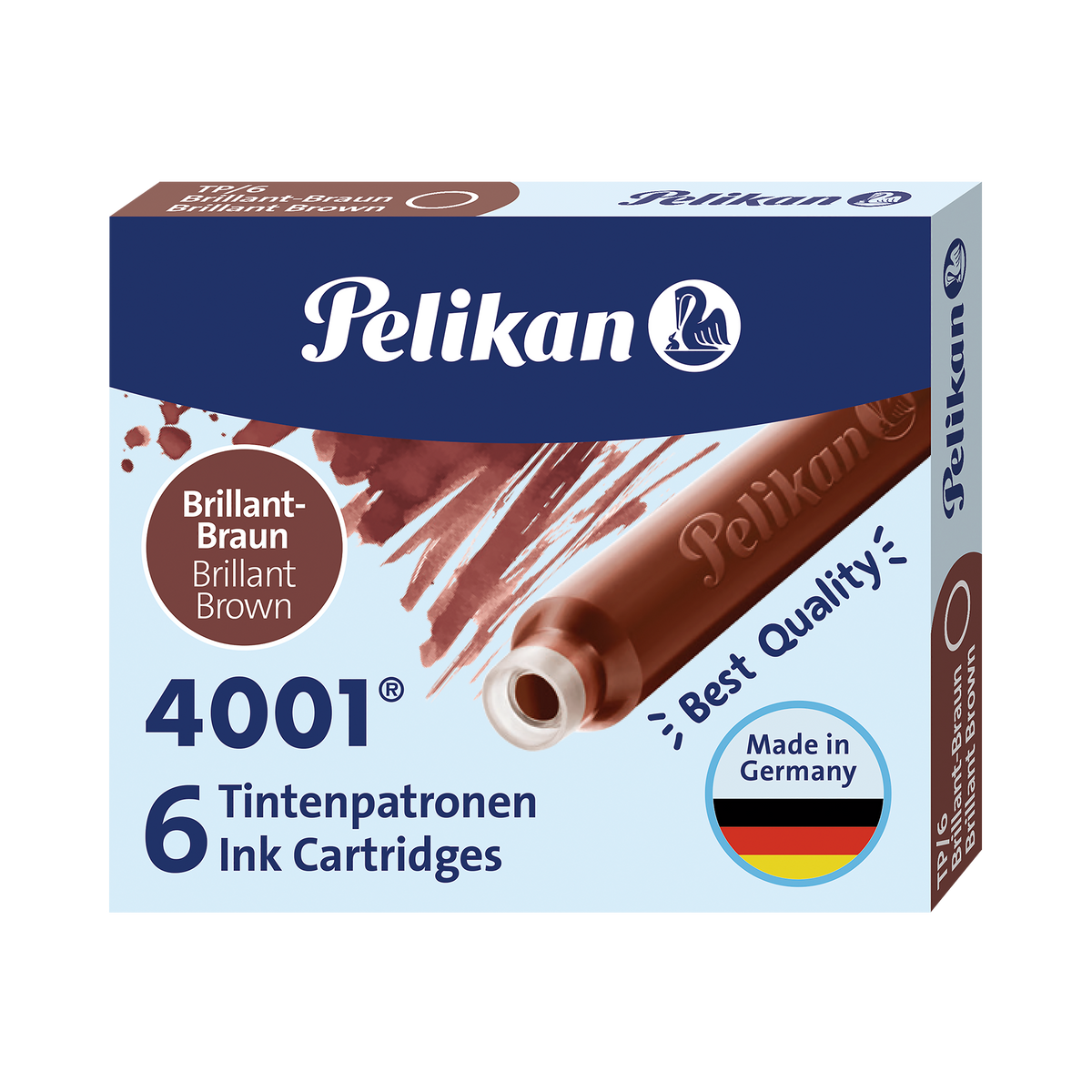 Cartucce d'inchiostro Pelikan 4001, marrone brillante, 6 pezzi