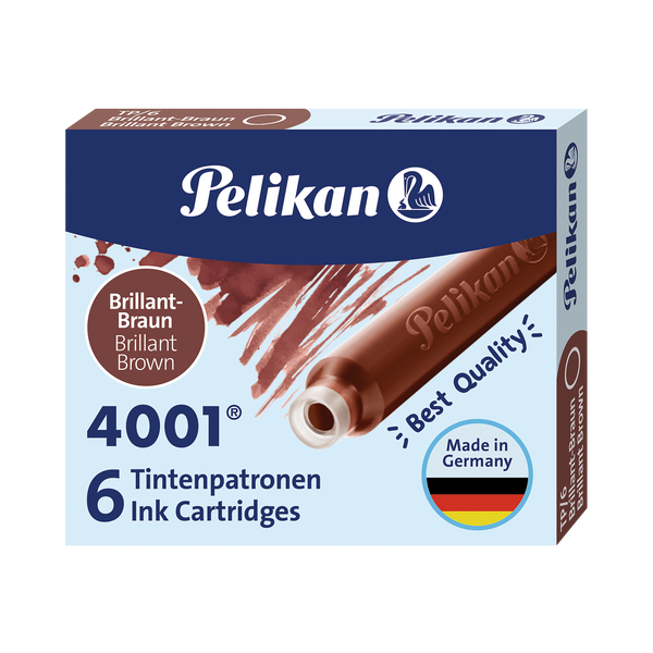 Cartucce d'inchiostro Pelikan 4001, marrone brillante, 6 pezzi