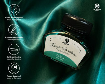 Inchiostro stilografico Octopus Fluids collezione Classic verde profondo con converter