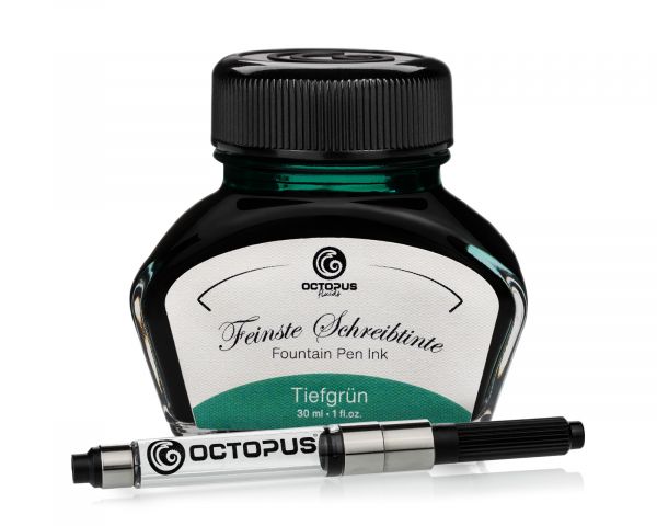 Inchiostro stilografico Octopus Fluids collezione Classic verde profondo con converter