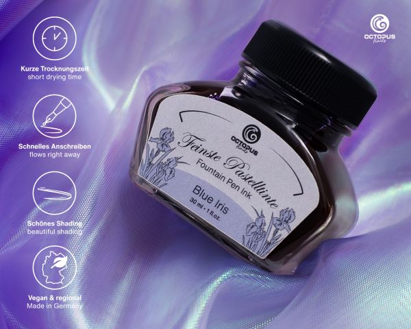 Encre pour stylo plume Octopus Fluids Pastell Blue Iris Violett 30 ml avec convertisseur