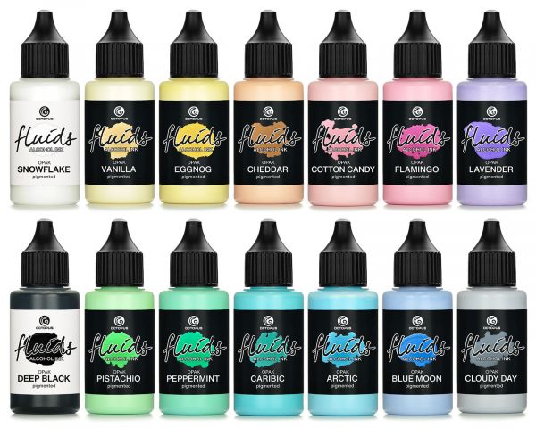 Set di inchiostri a base di alcol OPAK Octopus Fluids, 14 colori, coprenti, ad asciugatura rapida