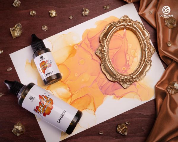 Inchiostro a base di alcol Octopus Fluids per Fluid Art & Resin, arancione carota base, 100 ml
