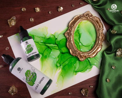 Octopus Fluids Encre à alcool Alcohol Ink pour Fluid Art et Résine Lucky Green Vert