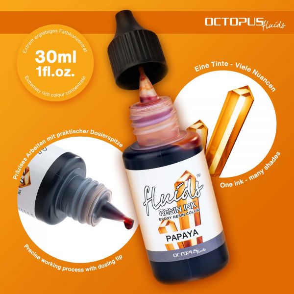 Octopus Fluids Resin Ink Papaya Inchiostro a base di alcol arancione trasparente