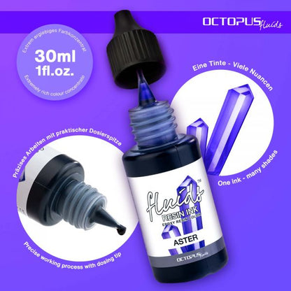 Octopus Fluids Inchiostro alcolico ottimizzato per resina Octopus Fluids Resin Ink ASTER viola trasparente