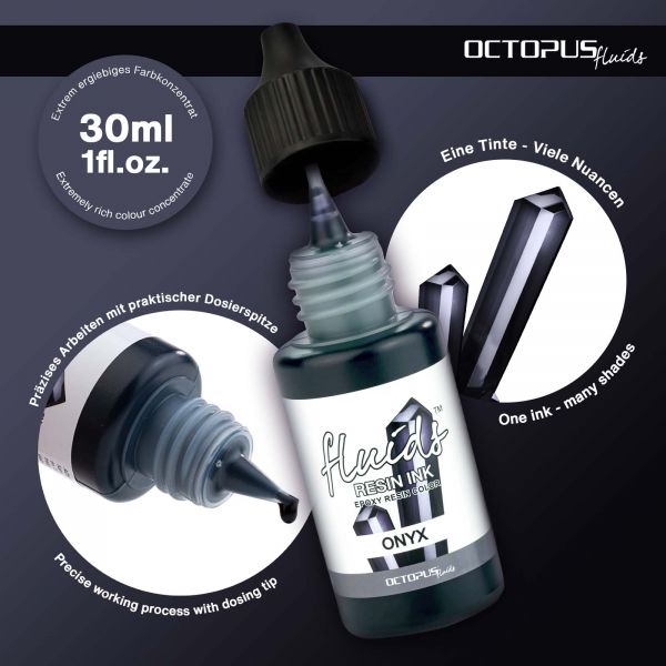 Octopus Fluids Alcohol Ink Inchiostro per resina ONYX Nero trasparente
