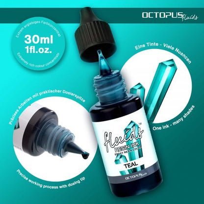 Octopus Fluids Resin Ink TEAL inchiostro alcolico ottimizzato per resina turchese trasparente