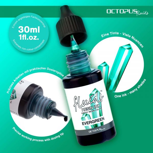 Octopus Fluids Resin Ink EVERGREEN Encre à l'alcool pour résine Encre de résine pour résine de coulée vert