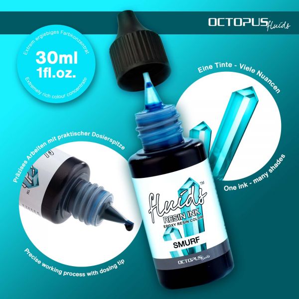 Octopus Fluids Alkoholtinte/Farbstoffkonzentrat für Gießharze SMURF transparentes Blau