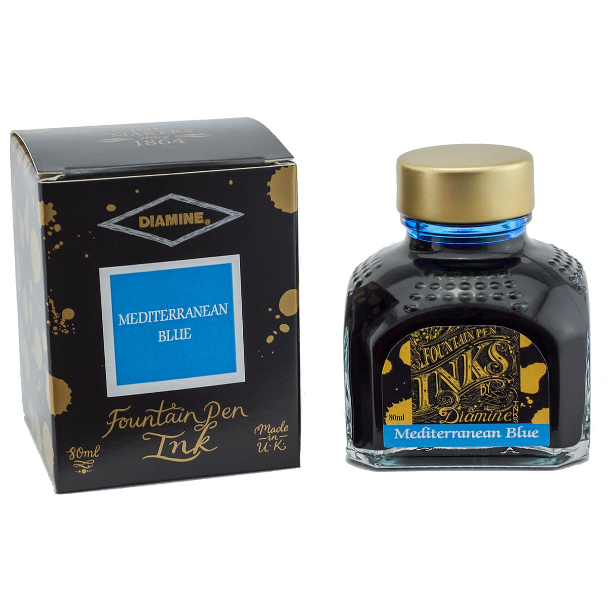 Diamine, échantillon d'encre, Régulier, Mediterranean Blue, 5ml