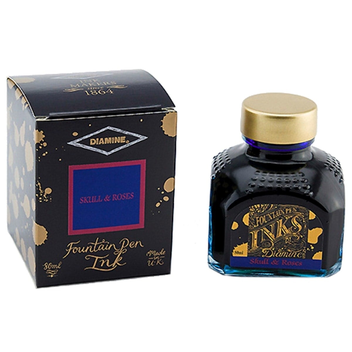 Diamine, échantillon d'encre, Regular, Skull & Roses, 5ml