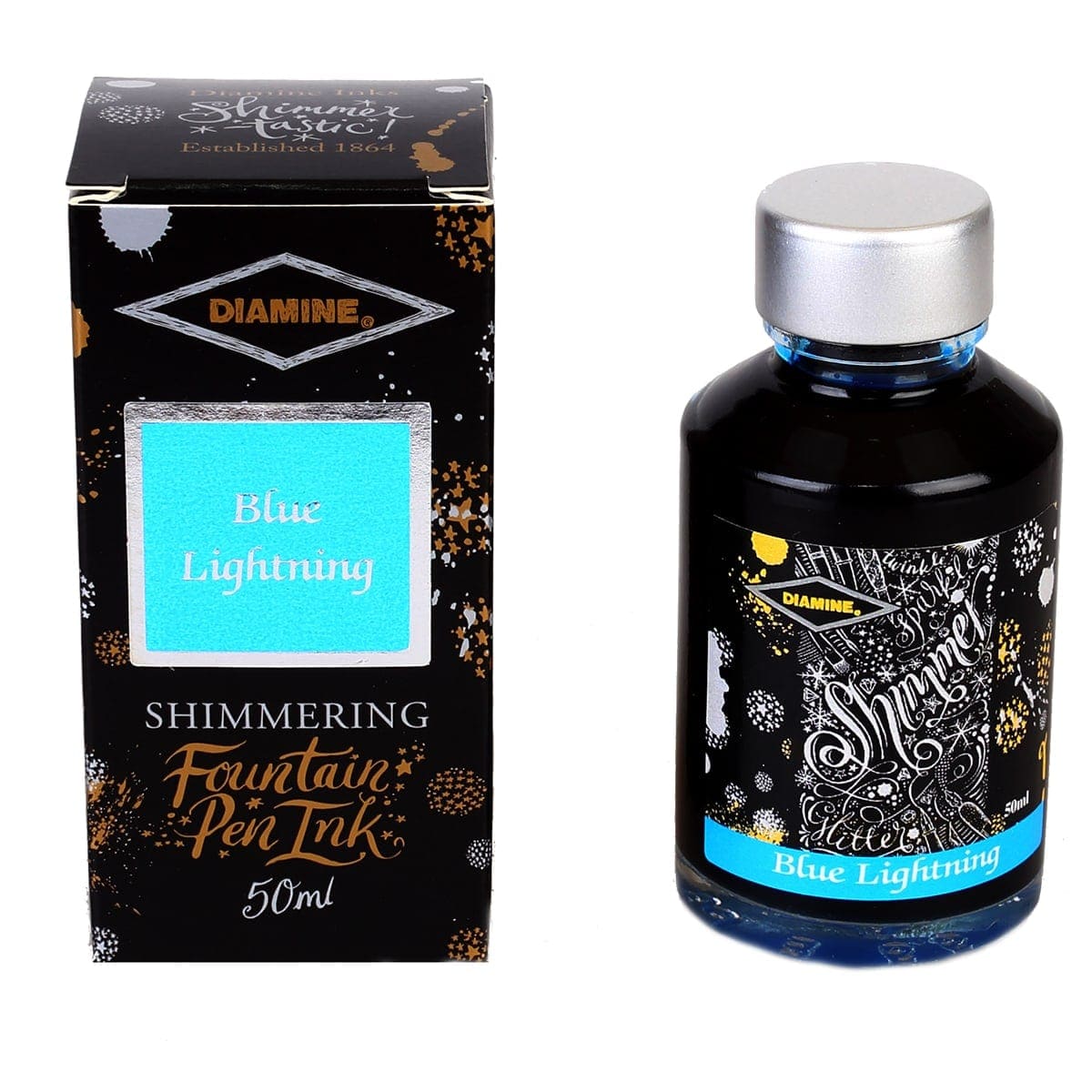 Diamine, Échantillon d'encre, Chatoyant, Blue Lightning, 5ml
