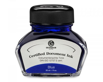 Encre de stylo-plume Octopus Fluids Document Inks bleue certifiée DIN ISO 12757-2 30 ml