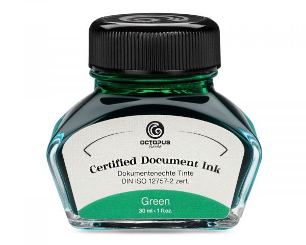 Inchiostro per penne stilografiche indelebile Octopus Fluids Document Ink verde 30 ml