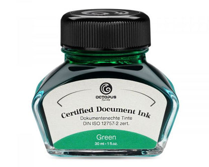 Inchiostro per penne stilografiche indelebile Octopus Fluids Document Ink verde 30 ml