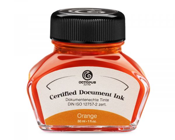 Octopus Fluids Inchiostro indelebile per penne stilografiche Document Ink Arancione certificato DIN ISO 12757-2
