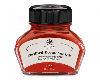 Inchiostro per penne stilografiche indelebile Octopus Fluids Document Ink rosso ed. lim. 30 ml