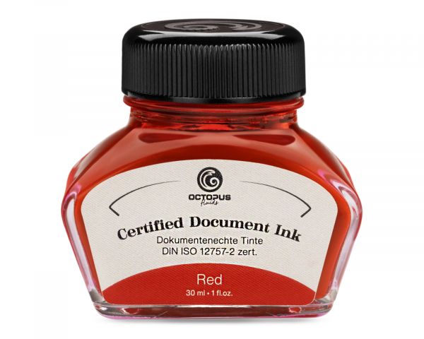 Inchiostro per penne stilografiche indelebile Octopus Fluids Document Ink rosso ed. lim. 30 ml