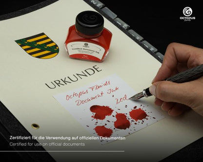 Inchiostro per penne stilografiche indelebile Octopus Fluids Document Ink rosso ed. lim. 30 ml