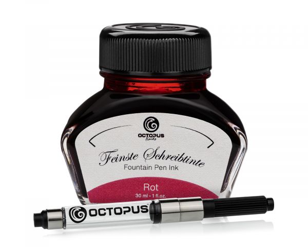 Octopus Fluids Ensemble encre et convertisseur pour stylo plume Série Classique Rouge