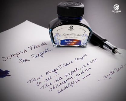 Inchiostro per penna stilografica Octopus Fluids Sheen Ink Sea Serpent blu con sheen metallizzato