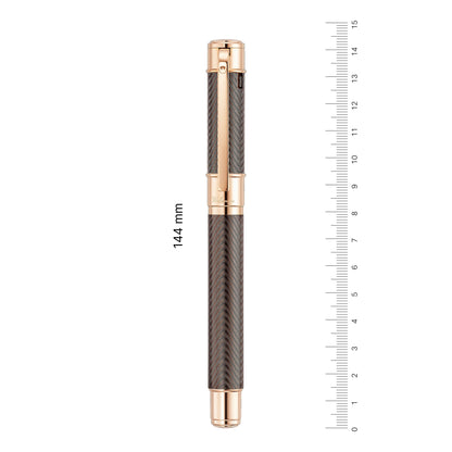 Penna stilografica Waldmann Commander 25 Ltd. Edt., placcata oro rosa, 18kt, marrone