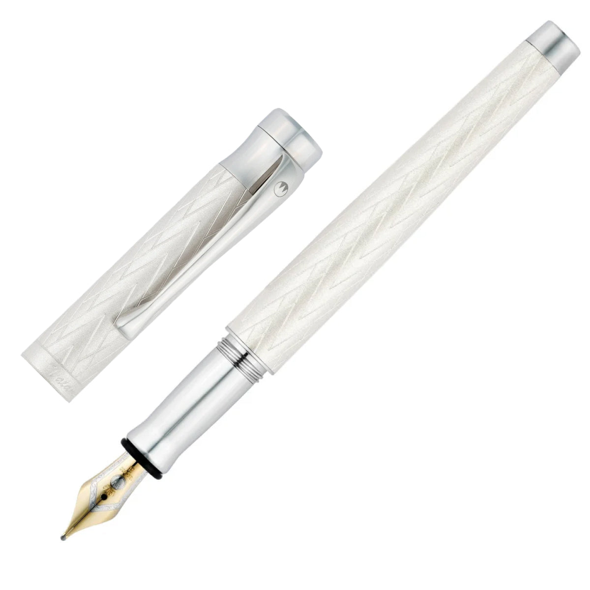 Stylo plume Waldmann Aura Day, argent, 18 carats, argent mat