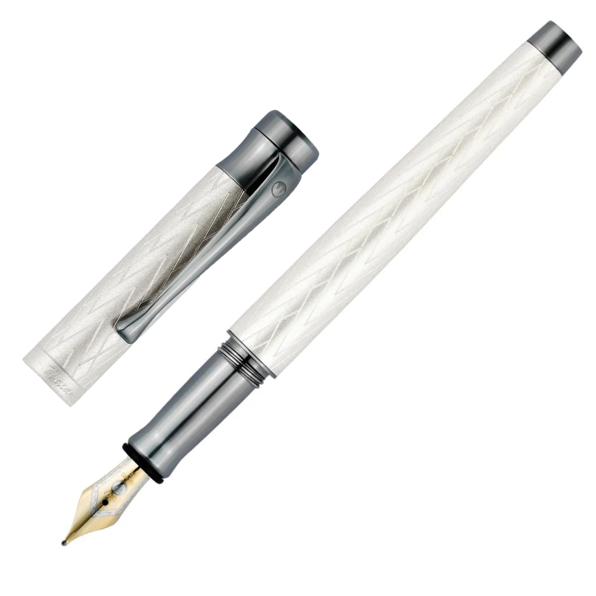 Waldmann Stylo Plume Aura Night, argent, or 18 carats, argent mat