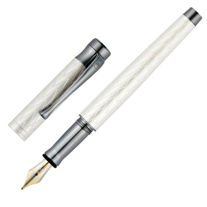 Waldmann Stylo Plume Aura Night, argent, or 18 carats, argent mat