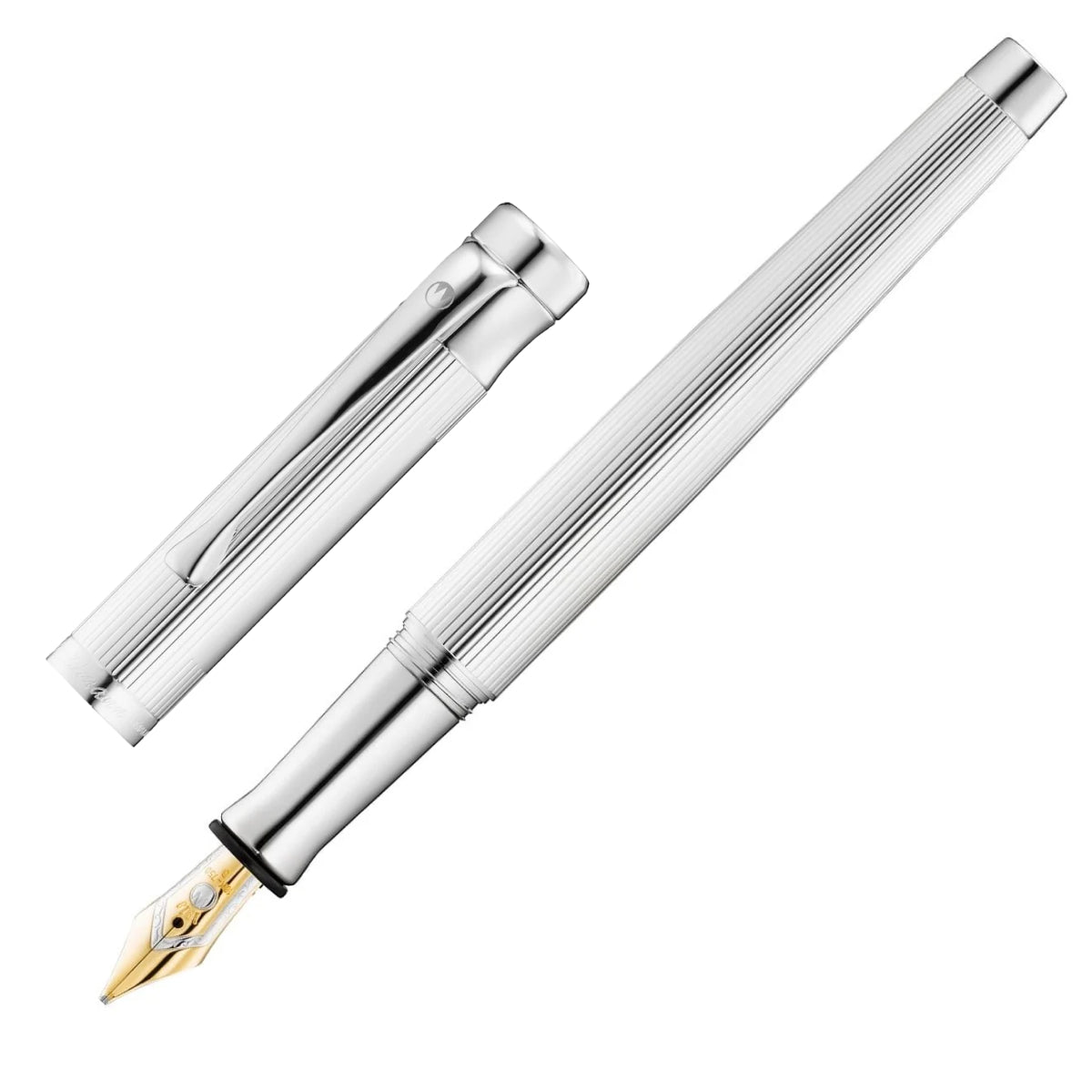 Waldmann, Penna stilografica Tango, righe, pennino 18K, argento