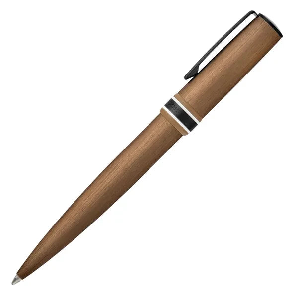 HUGO BOSS, penna a sfera, Arche Brushed Ring, cammello